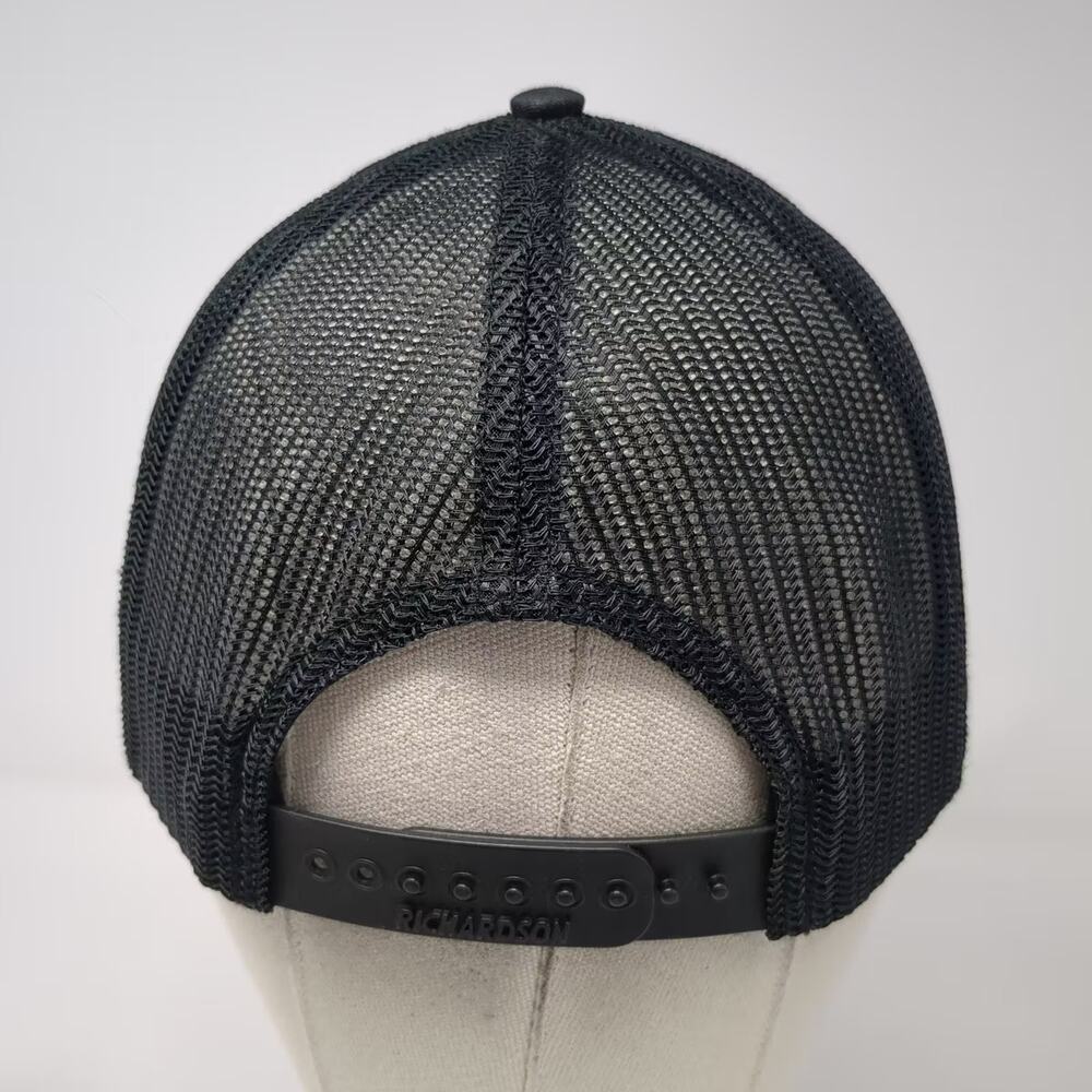 Richardson Trucker Hat Black White Snapback OS Embroidered Mesh 112 Adjustable - Picture 6 of 10